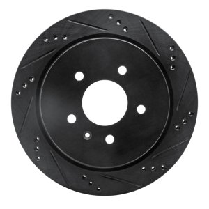 Cadillac STS Brake Rotor (1) - Rear Right - R1 Concepts - Drilled & Slotted - Black - `03-`11